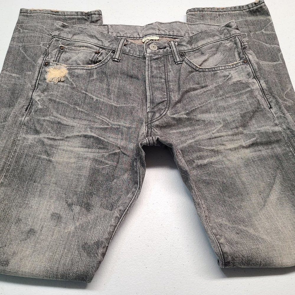NEW Men's Fabric-Brand & Co TAI Gray Selvedge Slim Fit Jeans size 28x29